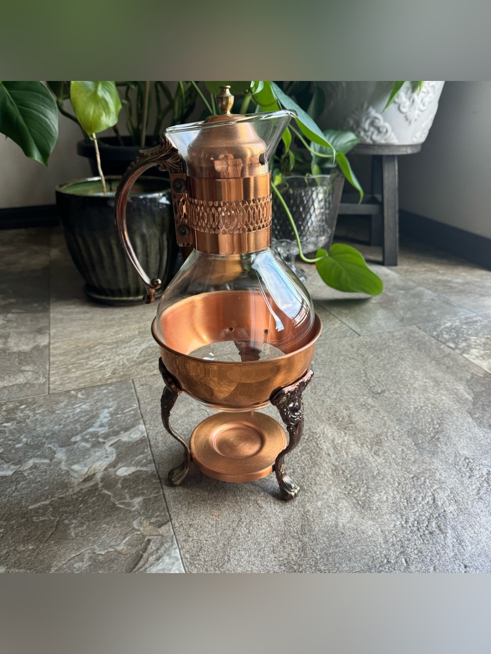 Vintage 1960s Princess House Ornate Copper & Brass Coffee Carafe